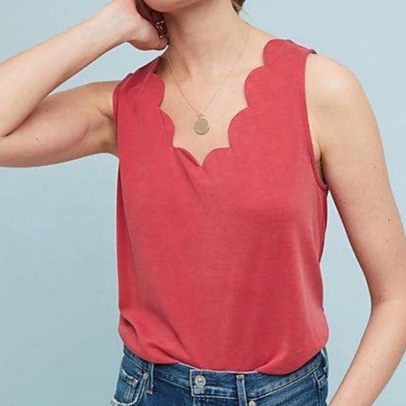 Anthropologie Tops - eri + ali x Anthropologie scalloped dressy tank top, size medium, loose fit, EUC